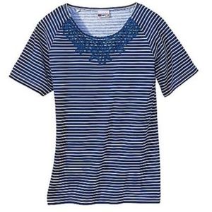 😀 New American Sweetheart Blue White Stripe Top